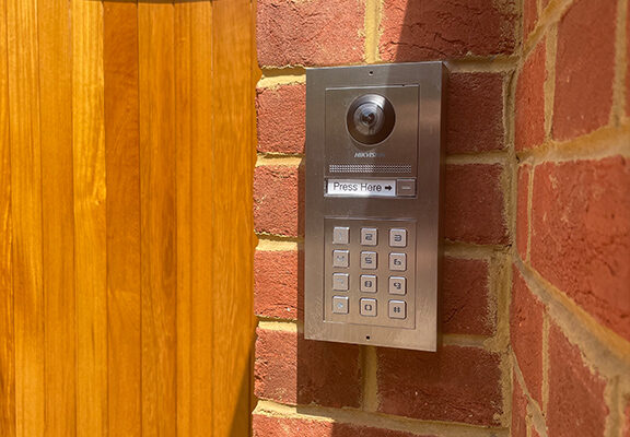 Silver access control with keypad and camera